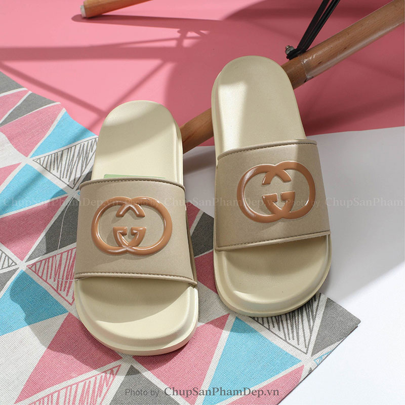 Dép Gucci Logo Quai Phối Màu Thiết Kế Sang Trọng