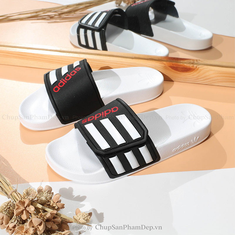 Dép Quai Xé Logo Chữ Adidas 3 Sọc Siêu Hot