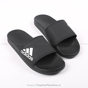 Dép Adidas Plus Logo Trắng Full Đen